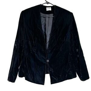 Vintage Koret Black Crushed Velvet Blazer Jacket Artsy Whimsygoth Feminine 16/18